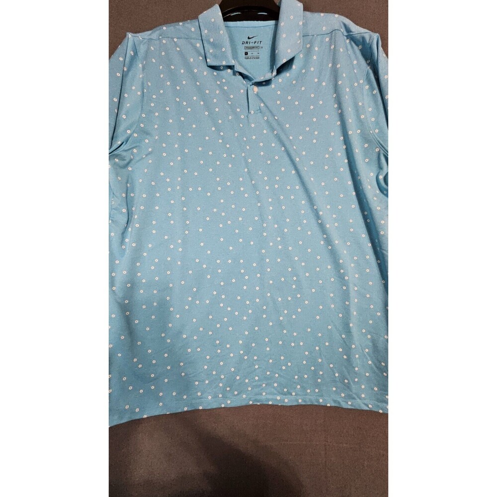 NIKE DRI FIT ATHLETIC GOLFING GOLF POLO SHIRT Mens XL Daisy Flower